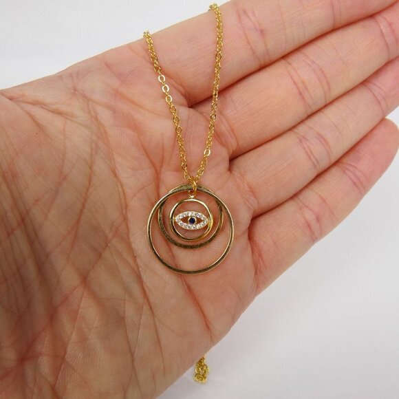 new in box! dainty delicate evil eye charm gold layering necklace protection - Picture 4 of 5